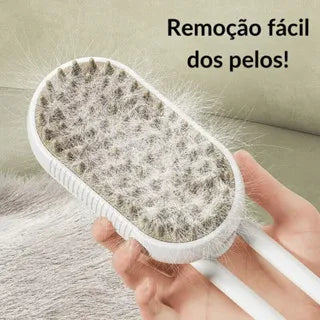 Escova Pet Antipelo Premium | Vapor Quente e Relaxamento
